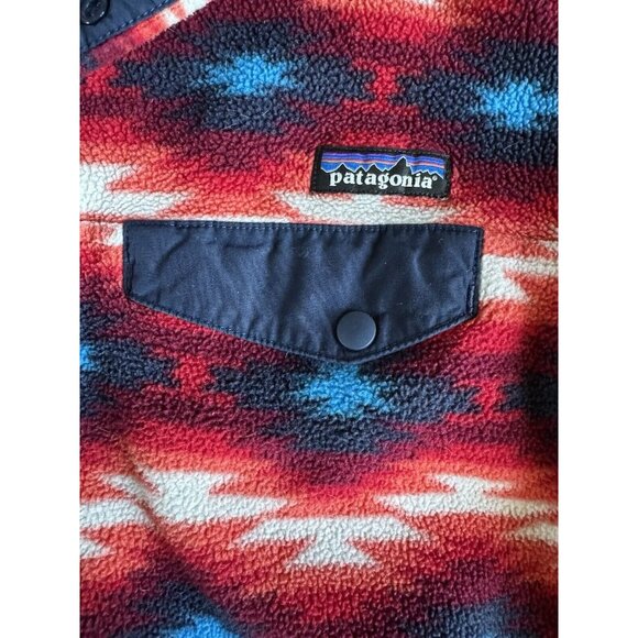 Women's PATAGONIA Synchilla Snap-T Pullover fleece Sz S Red Wild Desert Aztec‎ - Picture 6 of 8